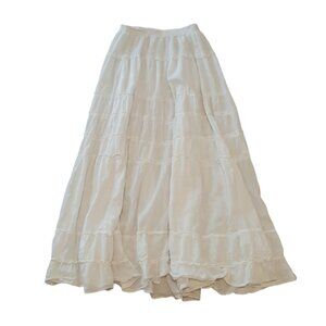 Women's White Ruffle Maxi Skirt